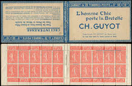 CARNETS (N°Cérès Jusqu'en1964) - 75   Semeuse Lignée, 50c. Rouge, N°199A, T I, S. 139 B, Couv. GUYOT, TTB - Altri & Non Classificati