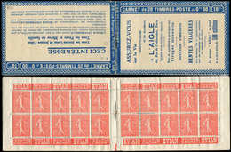 CARNETS (N°Cérès Jusqu'en1964) - 75   Semeuse Lignée, 50c. Rouge, N°199A, T I, S. 140 E-A, Couv. L'AIGLE, Bas De Feuille - Autres & Non Classés