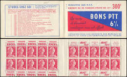 CARNETS (N°Cérès Jusqu'en1964) - 285  Muller, 15f. Rose, N°1011, S. 2-55, BONS PTT 6 %, TB - Altri & Non Classificati