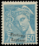 ** TIMBRES DE LIBERATION - LORIENT 1M : 50c. Turquoise, TB, Signé Mayer - Liberazione