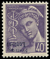 ** TIMBRES DE LIBERATION - LORIENT 3M : 40c. Violet, Surcharge RENVERSEE, TB - Libération