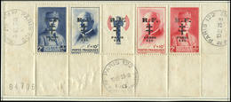 (*) TIMBRES DE LIBERATION - PARIS 122 29 : Bande Francisque, Bas De Feuille, Collée Sur Support Avec 3 Càd Du 29/8/44, T - Befreiung