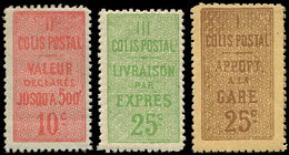 * COLIS POSTAUX  (N° Et Cote Maury) - 6/8 10c. Rouge, 25c. Brun S. Jaune, 25c. Vert, Dent. 11 De 1916/18, TB, Cote Yvert - Neufs