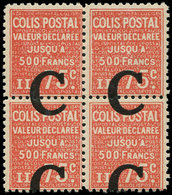 ** COLIS POSTAUX  (N° Et Cote Maury) - 101e  75c. Rouge, Surch. C à CHEVAL, BLOC De 4, 2 Ex. *, TB - Neufs