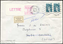 Let Spécialités Diverses - L.S.A. 72A : LSA06-92184, 1,60 Lettre Et N°1966 PAIRE Bdf Obl. NEUILLY-SABLONS 16/11/81 S. En - Other & Unclassified