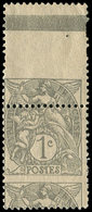 ** VARIETES - 107   Blanc,  1c. Gris, PIQUAGE à CHEVAL, Bdf, TB - Nuovi