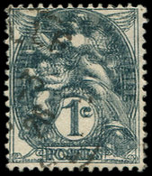 VARIETES - 107a  Blanc,  1c. Ardoise, DOUBLE IMPRESSION, Obl., R Et TB - Nuovi