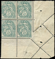 ** VARIETES - 111   Blanc,  5c. Vert-jaune, BLOC De 4 Cdf, Un Ex. PIQUAGE OBLIQUE, Un Ex. *, TB - Neufs