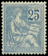 ** VARIETES - 114e  Mouchon, 25c. Bleu, Chiffres TRES FONCES, Excellent Centrage, TTB - Unused Stamps