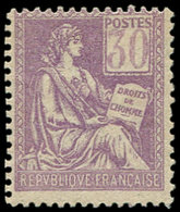 * VARIETES - 115   Mouchon, 30c. Violet, Chiffres TRES PALES, TB - Unused Stamps