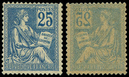 ** VARIETES - 118b  Mouchon, 25c. Bleu, Impression RECTO-VERSO, TTB - Nuovi