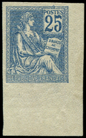 * VARIETES - 118a  Mouchon, 25c. Bleu, T II, NON DENTELE, Cdf, TB - Unused Stamps