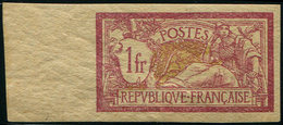 * VARIETES - 121   Merson,  1f. Lie De Vin Et Olive, Papier GC, NON DENTELE Bdf, TB - Unused Stamps