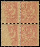 ** VARIETES - 124b  Mouchon Retouché, 10c. Rose, Impression RECTO-VERSO, Partielle S. 2 Ex., La Paire Sup. Avec Ch. Au R - Unused Stamps