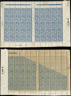 ** VARIETES - 127a  Mouchon Retouché, 25c. Bleu, BLOC De 50 Mill.2, 30 Ex. RECTO-VERSO, 7 Ex. RECTO-VERSO Partiel, RR Et - Unused Stamps