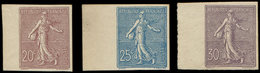 (*) VARIETES - 131b, 132c, 133c Semeuse Lignée, NON DENTELES De L'atelier, Bdf, Toujours Sans Gomme, TB - Unused Stamps