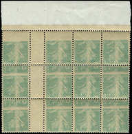 ** VARIETES - 137   Semeuse Camée,  5c. Vert, BLOC De 12 Mill.8, Bdf, Impr. RECTO-VERSO à Cheval, TTB - Unused Stamps