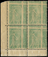 ** VARIETES - 137   Semeuse Camée,  5c. Vert Foncé, BLOC De 4 Avec Impression RECTO VERSO DOUBLE Et En Croix, TTB - Unused Stamps