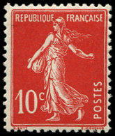 ** VARIETES - 138c  Semeuse Camée, 10c. ECARLATE, TB - Unused Stamps