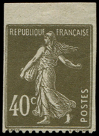 * VARIETES - 193   Semeuse Camée, 40c. Brun-olive, NON DENTELE 3 Côtés, Petit Bdf, TB - Neufs