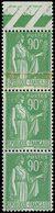 ** VARIETES - 367   Paix, 90c. Vert, IMPRESSION Sur RACCORD Dans Une BANDE De 3 Bdf, TB - Nuovi