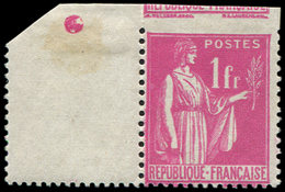 ** VARIETES - 369   Paix,  1f. Rose, Dentelé 3 COTES (format Plus Grand), Bdf, TB - Ungebraucht