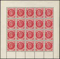 ** VARIETES - 506a  Pétain, 30c. Rouge, Intelligence Service, Feuillet De 20, TB - Neufs