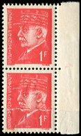 ** VARIETES - 514   Pétain,  1f. Rouge, PAIRE Avec RACCORD, Bdf, TB - Nuovi