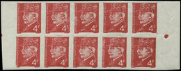 ** VARIETES - 525C  Pétain,  4f. Rouge-rose, NON DENTELE, BLOC De 10 Avec Bords, TB, Cote Et N° Maury - Nuovi