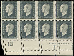 ** VARIETES - 696   Dulac,  4f.50 Gris Foncé, BLOC De 8, Bas De Feuille Avec DOUBLE Piquage, TB - Neufs