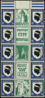 ** VARIETES - 755   Corse, 10c. Outremer Et Noir, BLOC De 10 Interp., Pub PROVINS En Vert, TB - Neufs