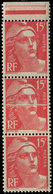 ** VARIETES - 813   Gandon, 15f. Rouge, Impression Sur RACCORD Dans Une BANDE De 3 Bdf, TB - Neufs