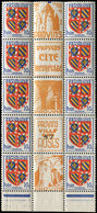 ** VARIETES - 834   Bourgogne, BLOC De 10 Interp., Pub PROVINS En Orange, Bdf, 2 Interp. *, TB - Ungebraucht