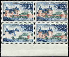 ** VARIETES - 1313a  Sully-sur-Loire, Château BLANC Dans Un BLOC De 4 Bdf, TB - Neufs