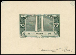 Collection Henri Cheffer - 316   Vimy, 75c., Petite épreuve D'artiste En Vert-noir Signée Cheffer, TB - Unclassified