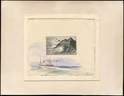 Collection Henri Cheffer - 764   Pointe Du Raz, épreuve D'artiste En Bleu Avec Aquarelle Originale, Signée Cheffer, TB - Non Classés