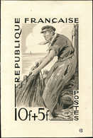 Collection Henri Cheffer - 824   Pêcheur, Projet Non Adopté, Val. 10f. + 5f., Maquette à L'encre Et Aquarelle (194mm X 2 - Ohne Zuordnung