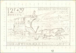 Collection Henri Cheffer - 919   J. Du T. 1952, Esquisse Au Crayon (252mm X 175 Mm), Type NON ADOPTE, TB - Non Classés