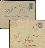 Let ENTIERS POSTAUX - Sage,  5c. Vert Et 15c. Bleu, 2 Env. TSC N°D18d Et J94i, Henri De Martin, Obl., TB - Autres & Non Classés