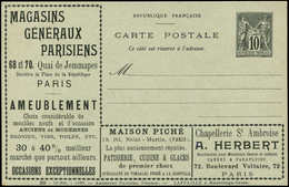 Let ENTIERS POSTAUX - Sage, 10c. Noir, CP TSC N°G35g11, Lafaille, S. 20, Superbe - Altri & Non Classificati