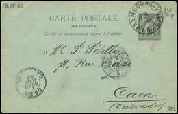 Let ENTIERS POSTAUX - Sage, 10c. Noir, CP Réponse N°G39 Obl. LUXEMBOURG-VILLE 19/8/93, Arr. CAEN Le 20/8, TB - Altri & Non Classificati