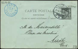 Let ENTIERS POSTAUX - Sage, 10c. Noir, CP Réponse N°G39 Obl. AALBORG 1/4/95, Arr. AUCH 4/4, TB - Other & Unclassified