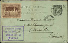 Let ENTIERS POSTAUX - Sage, 10c. Noir, CP Réponse N°G40 Obl. ANVERS 4/12/96, Vignette De L'Expo De Bruxelles 1897 Pour M - Sonstige & Ohne Zuordnung