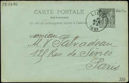 Let ENTIERS POSTAUX - Sage, 10c. Noir, CP Réponse N°G40 Obl. LIEGE 8/4/93 Pour Paris, TTB - Sonstige & Ohne Zuordnung