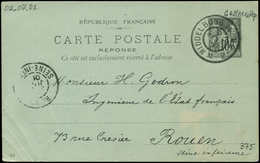 Let ENTIERS POSTAUX - Sage, 10c. Noir, CP Réponse N°G42 Obl. MIDDELBURG 2/7/01, Arr. ROUEN, TTB - Other & Unclassified