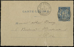 Let ENTIERS POSTAUX - Sage, 15c. Bleu, CL N°J25 Obl. Càd ART. D'ARGENT/CARCASSONNE 6/8/91, TB - Other & Unclassified