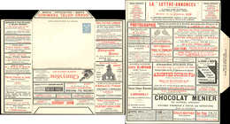 Let ENTIERS POSTAUX - Sage, 15c. Bleu, Env. Lettre Annonces TSC N°J86a2, S. 1 De 15 à 25, Papier Blanc Vergé, Feuille De - Autres & Non Classés