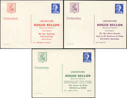 Let ENTIERS POSTAUX - Muller, 0,20 Bleu, 3 CP TSC N°E2a/c, Roger Bellon, Textes Bleu, Rouge Et Vert, TB - Altri & Non Classificati