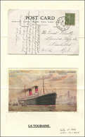 Let LETTRES DU XXe SIECLE - N°130 Obl. Càd Octog. NEW-YORK A BORDEAUX 12/6/17 Sur CP SS. LA TOURAINE, Salles N°1738, TB - Storia Postale