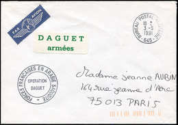 Let LETTRES DU XXe SIECLE - FM 13A DAGUET Armées Env., Càd Bureau Postal Militaire 645 3/5/91, Cachet Des Forces Françai - Covers & Documents